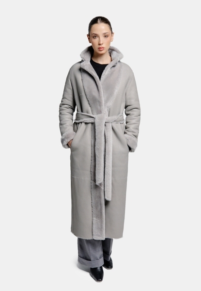 Дубленка английский ворот, с поясом KEY TALER