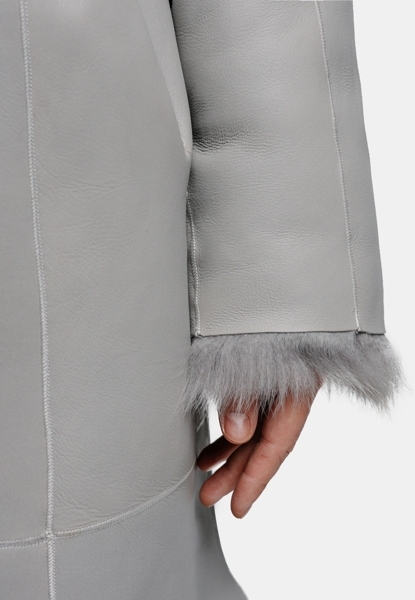 Дубленка из натуральной овчины, шалевый ворот, с поясом, двусторонняя KEY TALER